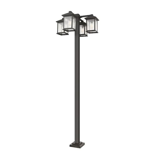 Z-Lite Portland 4 Light Outdoor Post Mounted Fixture, Oil Rubbed Bronze And Clear Seedy 531-4-536P-ORB - main